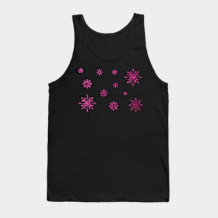 Hot Pink Faux Glitter Snowflakes Tank Top